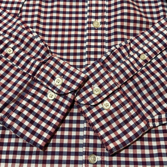 Banana Republic Long Sleeve ❤️🤍💙 micro check Button Down Oxford - Picture 7 of 9